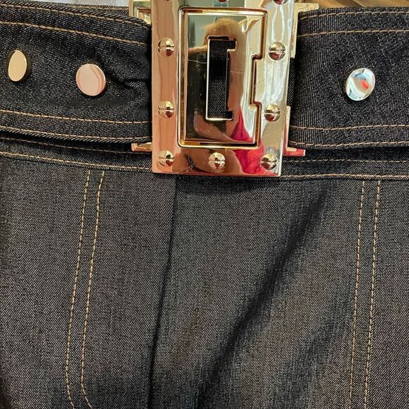 Cache Contour Collection Women’s Gold Buckle Gold Accents Pencil Skirt Size 10 - Picture 4 of 16